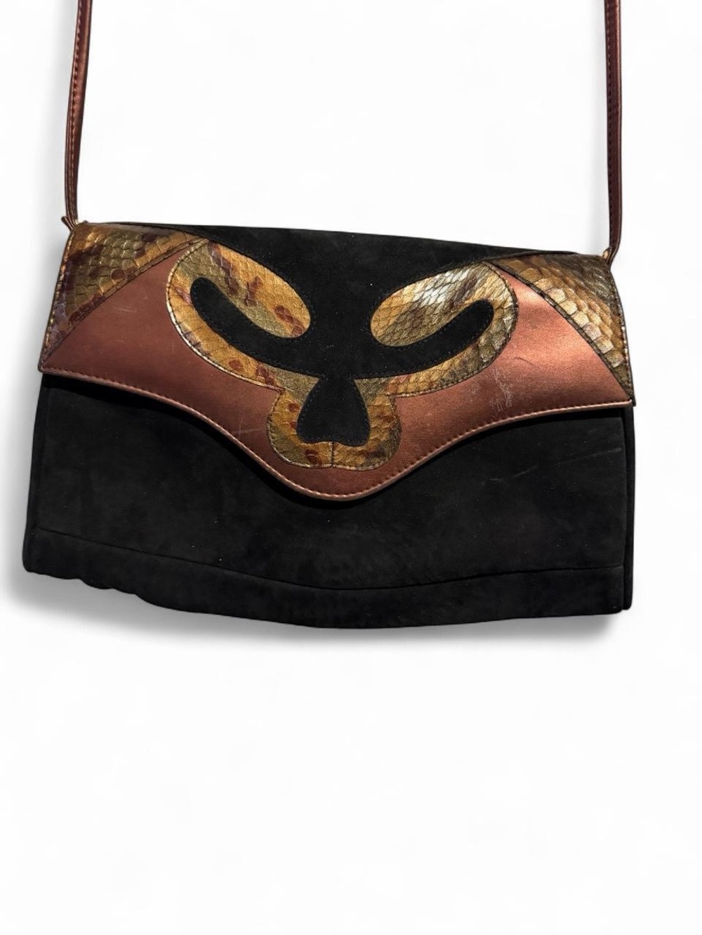 Vintage Jasmin Leather and Snakeskin Crossbody